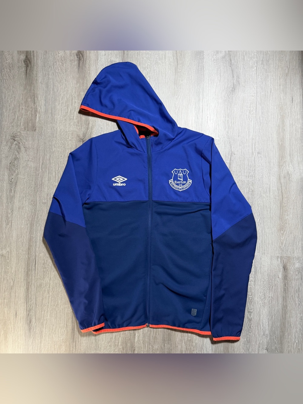 Umbro Everton FC Full-Zip Training Hoodie Jacket Blue Medium Blokecore
